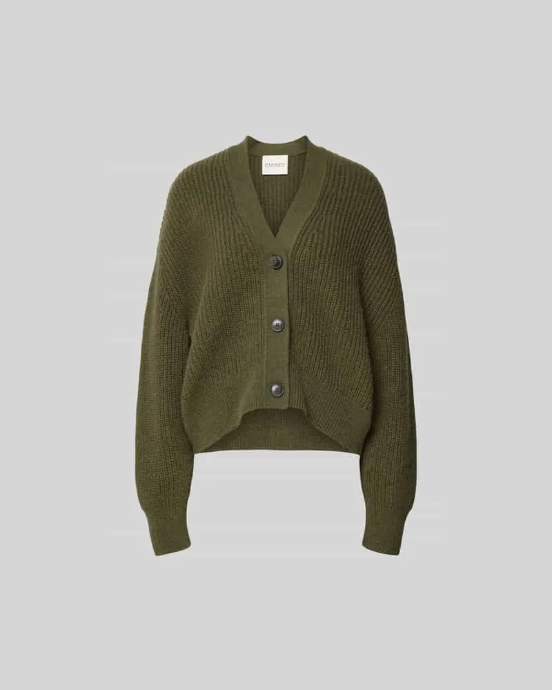 Closed Oversized Cardigan mit V-Ausschnitt Khaki