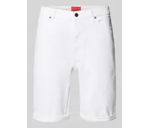 HUGO BOSS Tapered Fit Jeansshorts mit Label-Details Weiss
