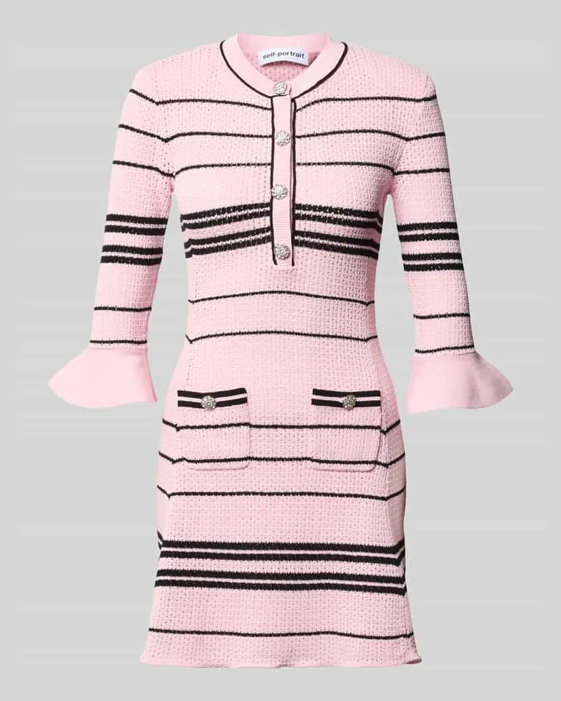 Self-Portrait Slim Fit Minikleid mit Leinen-Anteil Pink
