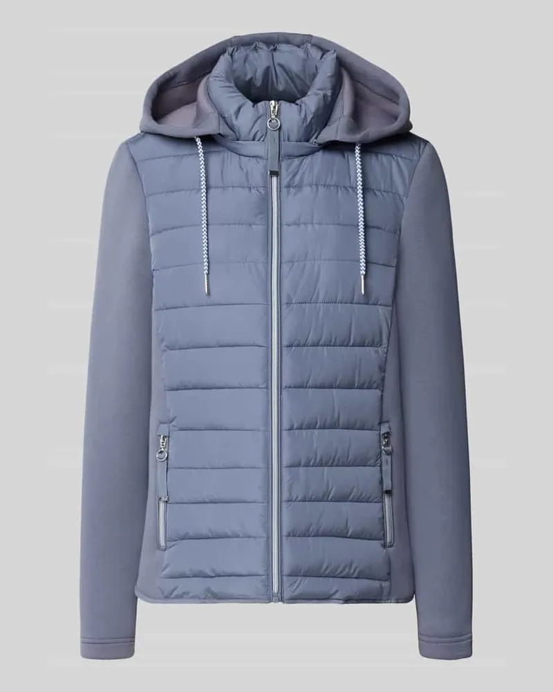 Christian Berg Steppjacke mit Kapuze und Reißverschlusstaschen Rauchblau