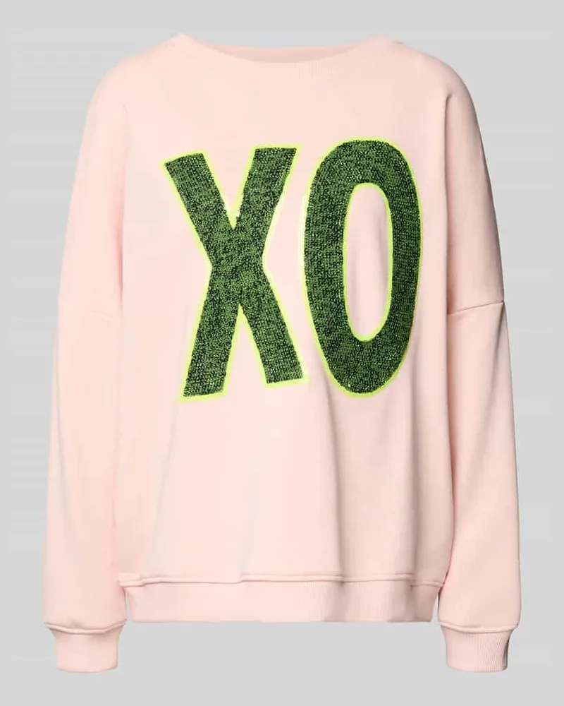 Miss Goodlife Oversized Sweatshirt mit Pailettenbesatz Modell 'XO Hellrosa