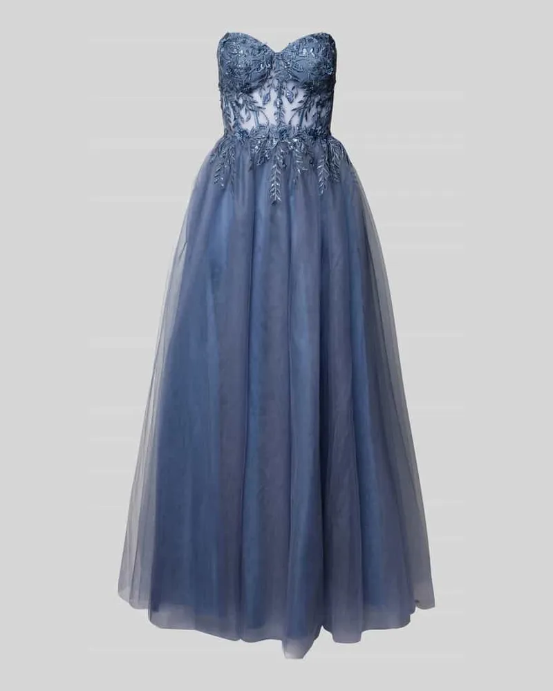 Laona Abendkleid mit Spitzenbesatz Rauchblau