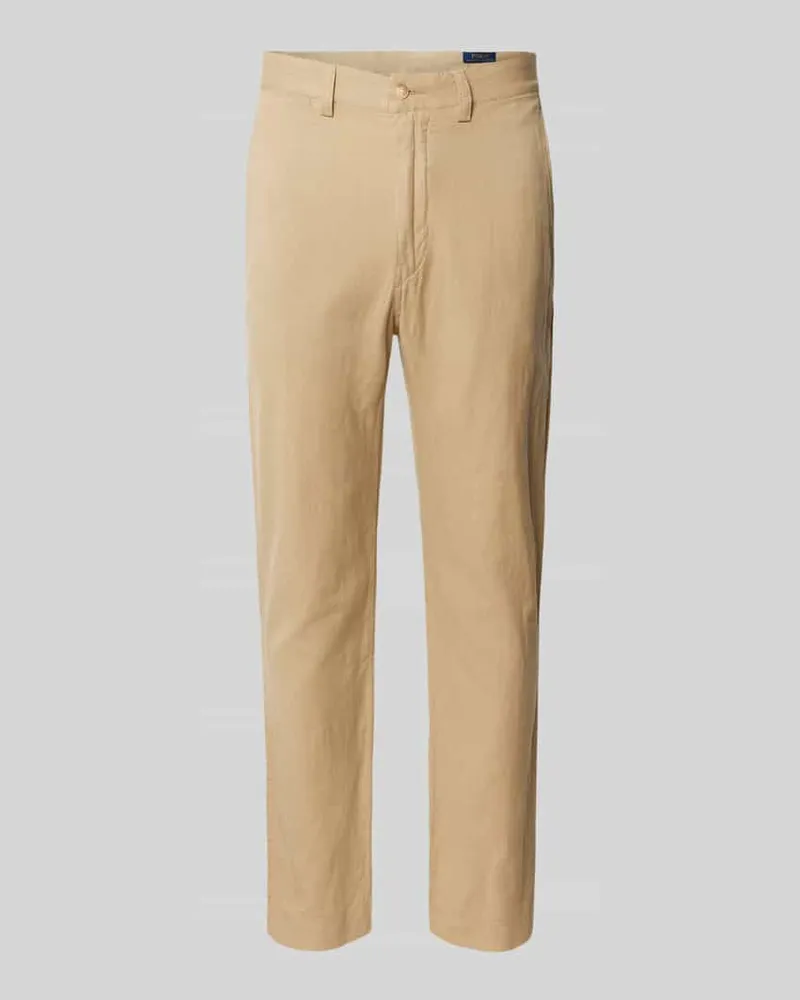 Ralph Lauren Regular Fit Leinenhose mit Knopf- und Reißverschluss Beige