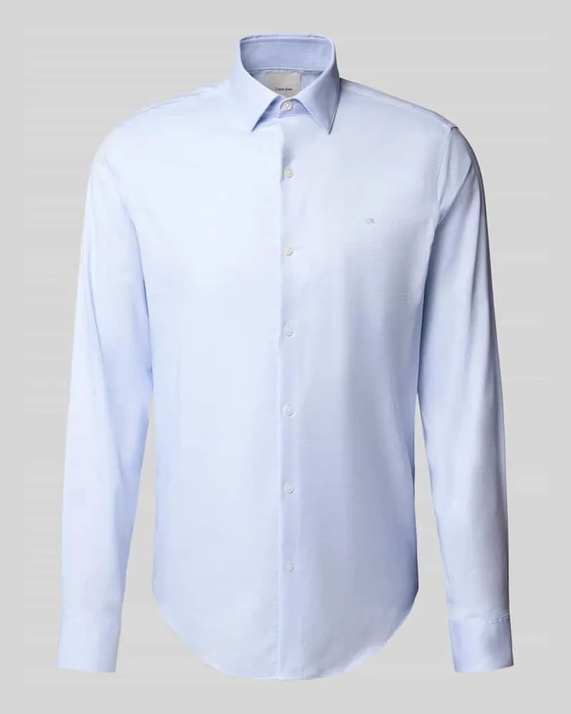 Calvin Klein Slim Fit Business-Hemd mit Knopfleiste Bleu
