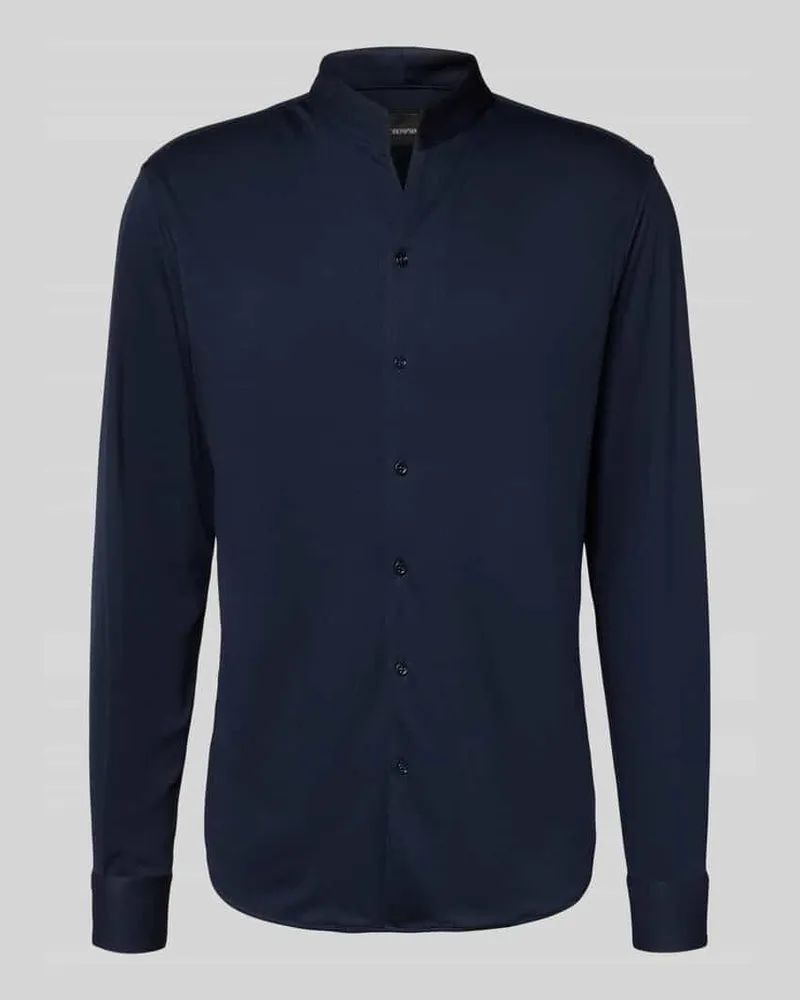 Emporio Armani Slim Fit Freizeithemd mit Stehkragen Marine