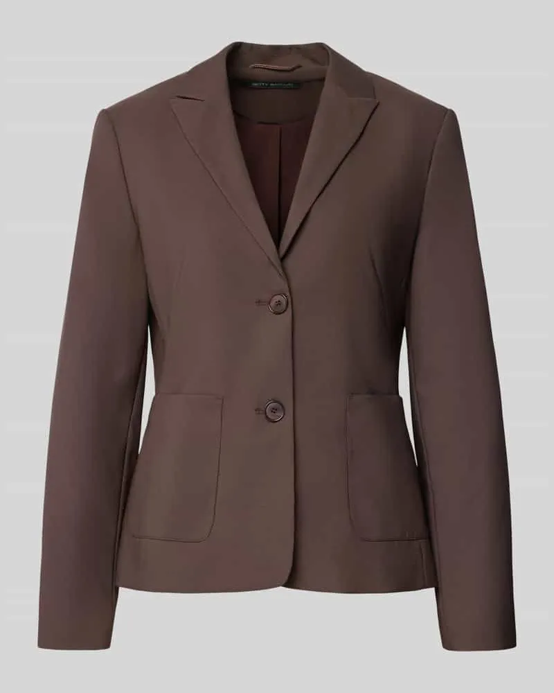 Betty Barclay Regular Fit Longline Blazer mit Schulterpolstern Dunkelbraun