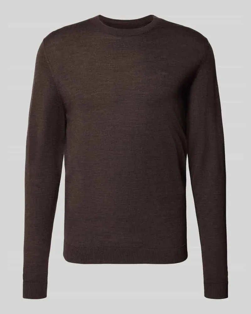 Fynch-Hatton Strickpullover aus Wolle mit Rundhalsausschnitt Dunkelbraun