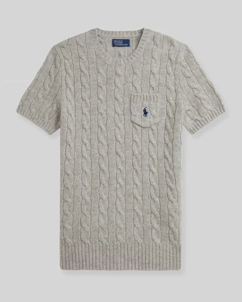 Ralph Lauren Regular Fit Pullover aus Woll-Mix mit Logo-Stitching Mittelgrau