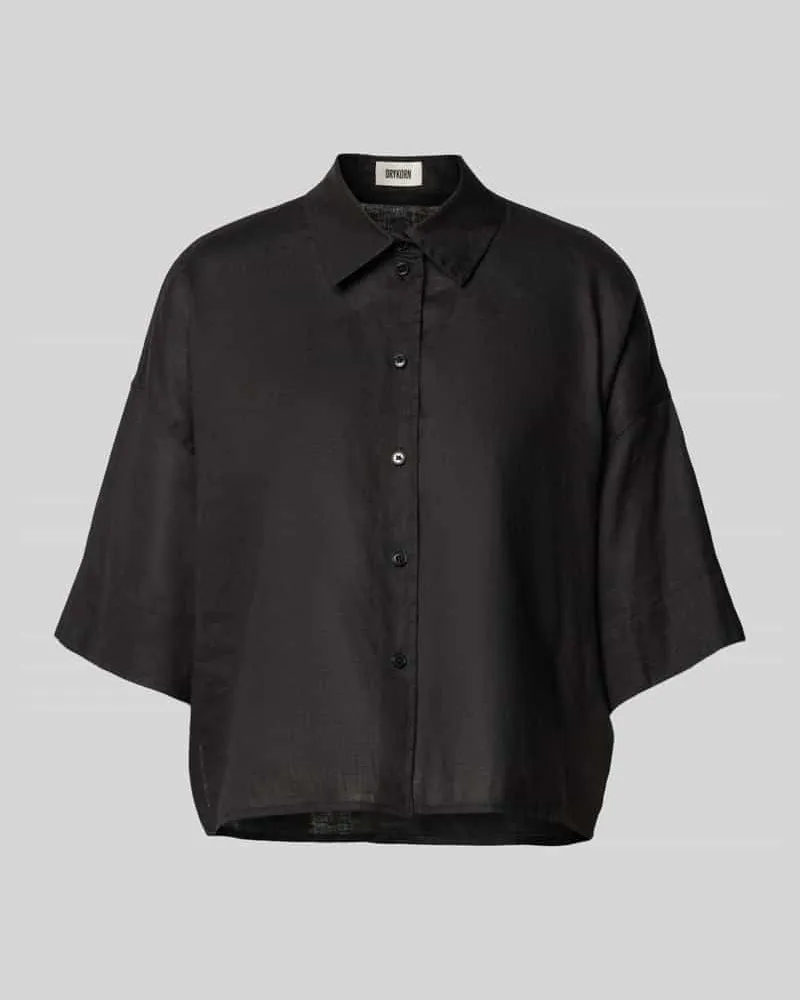 Drykorn Relaxed Fit Leinenbluse mit überschnittenen Schultern Black