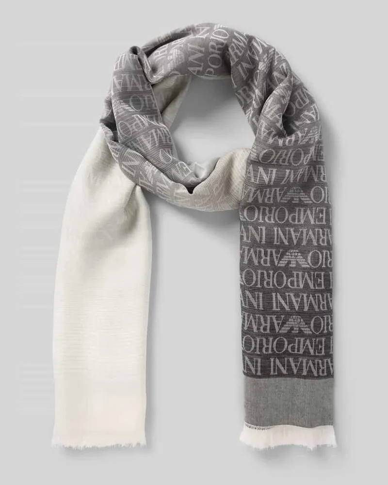 Emporio Armani Schal aus Modal-Mix mit Fransen Hellgrau