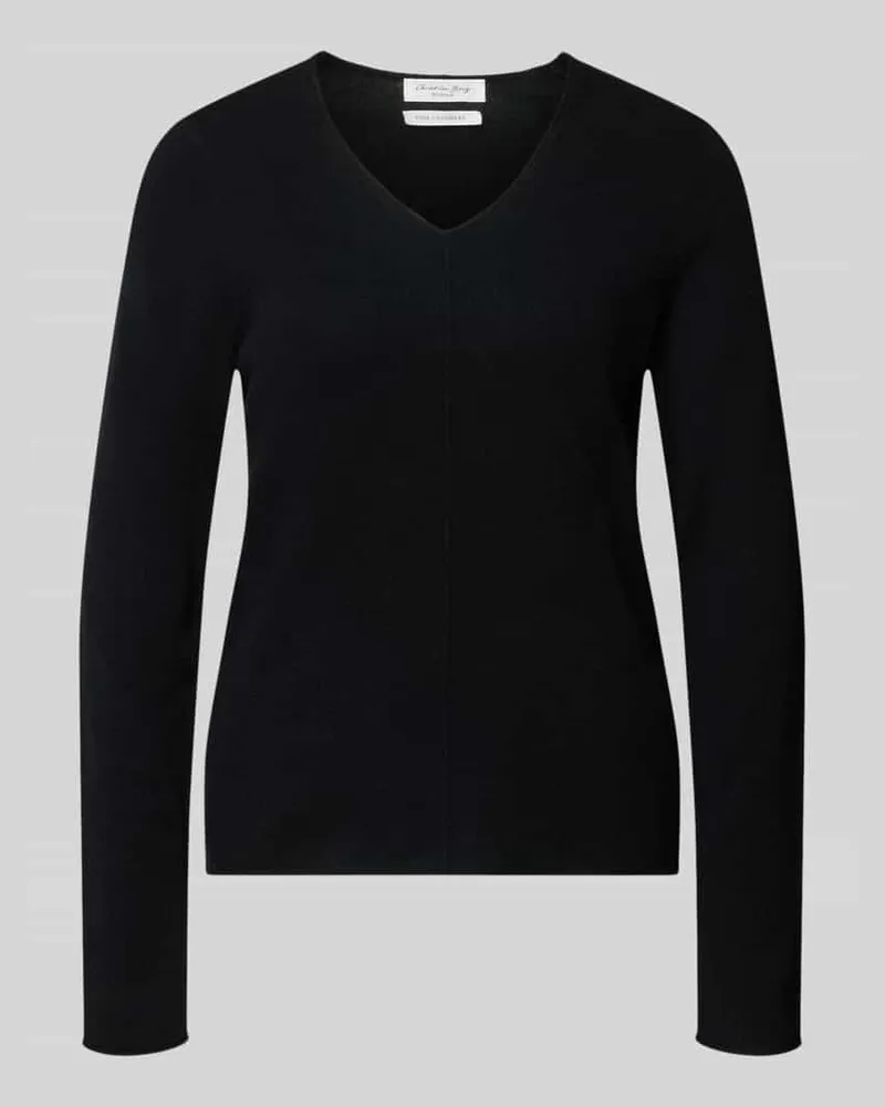Christian Berg Strickpullover aus Kaschmir mit V-Ausschnitt Black