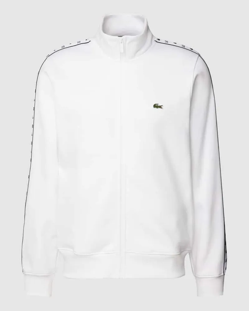 Lacoste Sweatjacke mit Galonstreifen Weiss