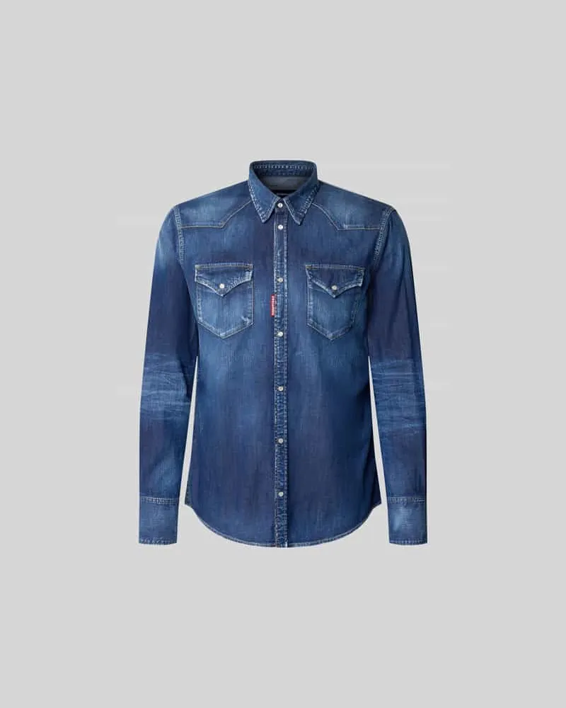 Dsquared2 Classic Fit Jeanshemd aus Baumwoll-Mix Marine