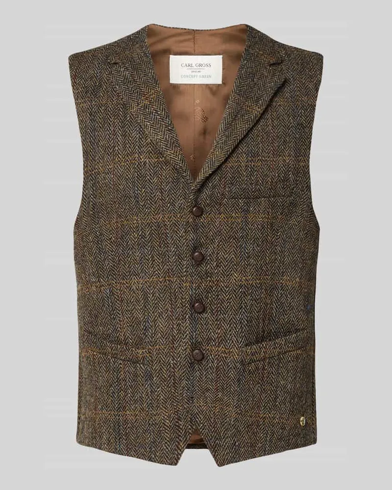 Carl Gross Weste aus Schurwolle mit Brustleistentasche Modell 'Warner Dunkelgruen