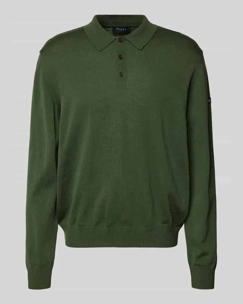 Maerz Regular Fit Pullover aus reiner Schurwolle in Strick-Optik Oliv