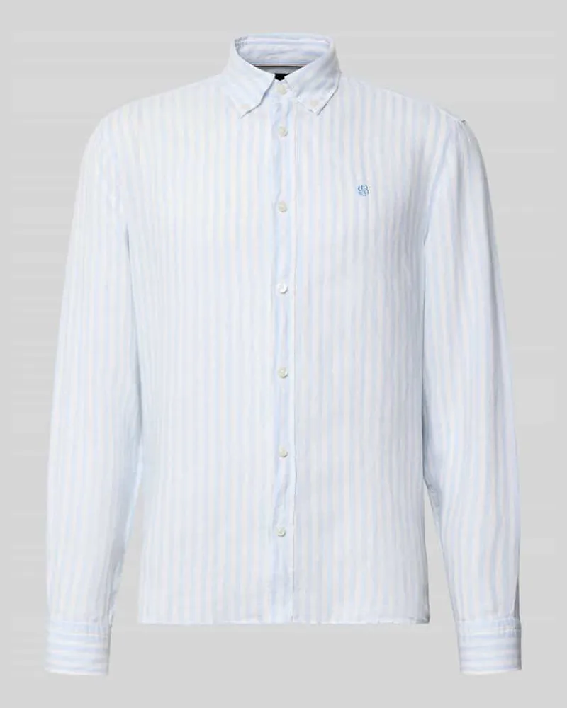HUGO BOSS Regular Fit Leinenhemd Hellblau