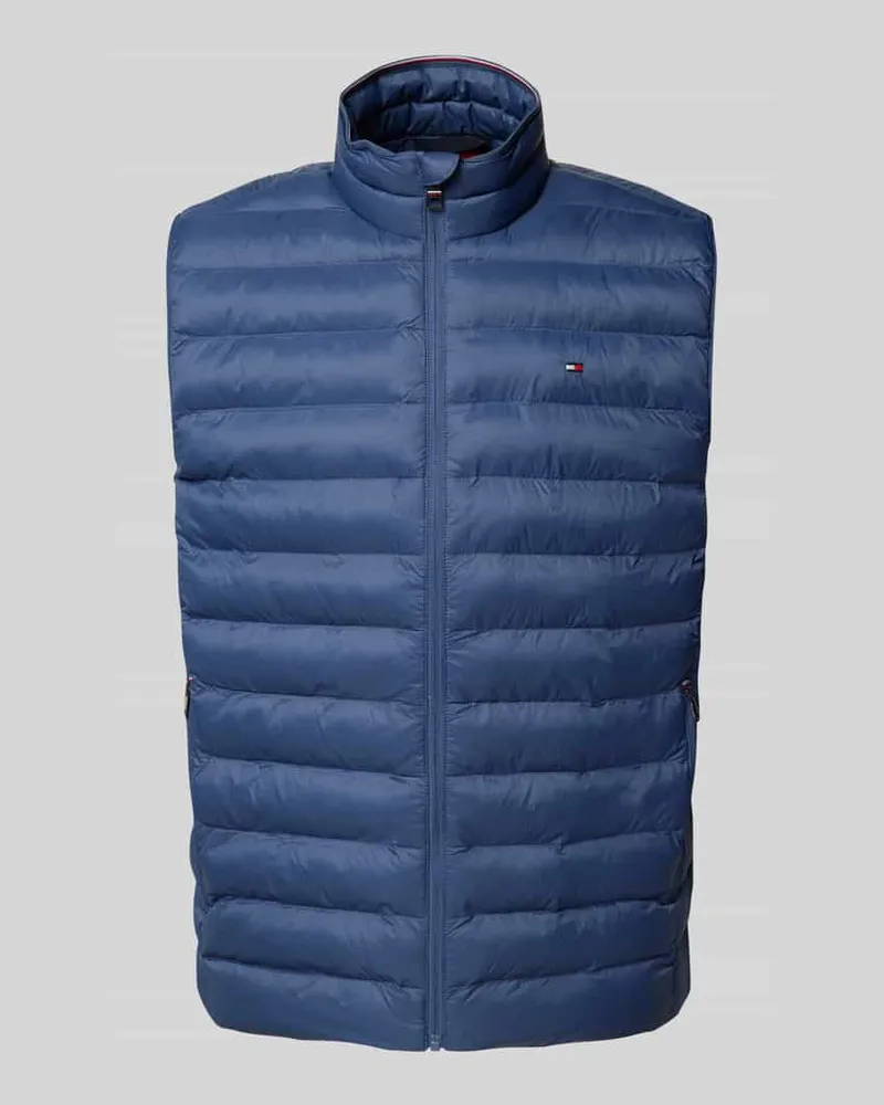 Tommy Hilfiger Regular Fit Steppweste mit Logo-Stitching Hellblau