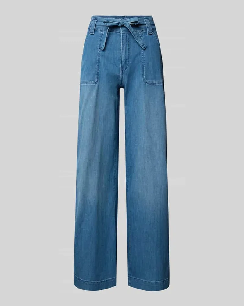 MAC Jeans Wide Leg Jeans mit Bindegürtel Modell 'Sienna Blau