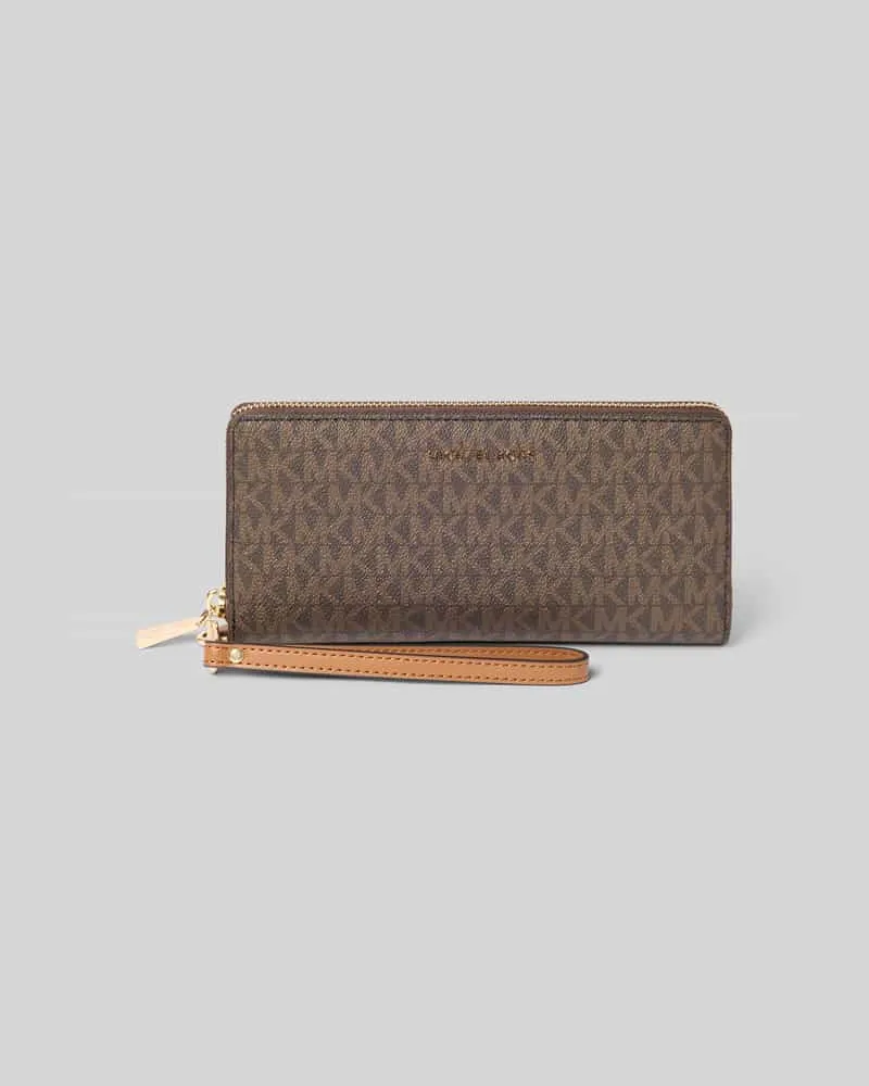 Michael Kors Portemonnaie mit Logo-Applikation Modell 'Jet Set Dunkelbraun