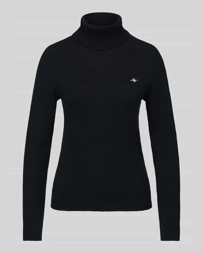 Gant Regular Fit Rollkragenpullover aus Woll-Baumwoll-Mix Black