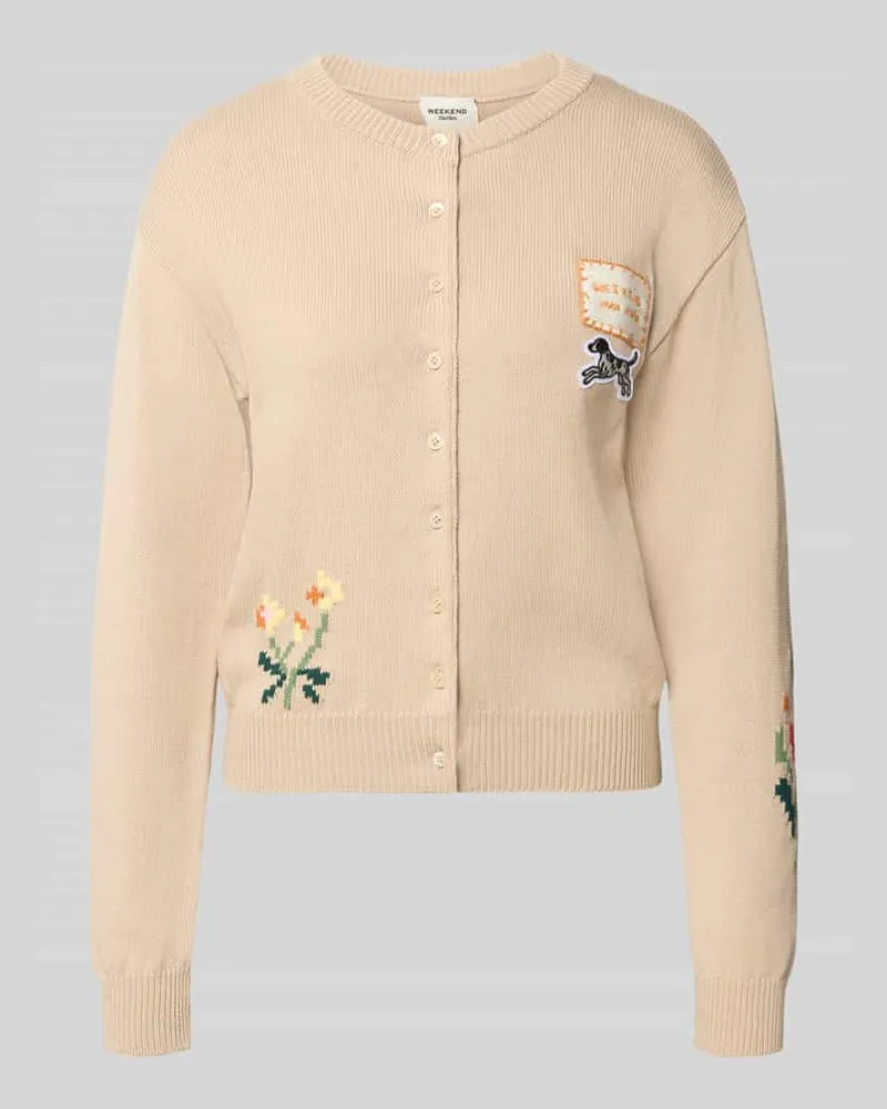 Max Mara Regular Fit Strickjacke aus Baumwoll-Mix Modell 'TEIERA Sand