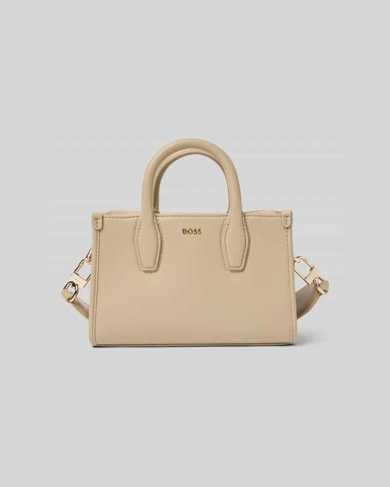 HUGO BOSS Mini Tote Bag mit Label-Applikation aus Metall Modell 'SANDY Taupe