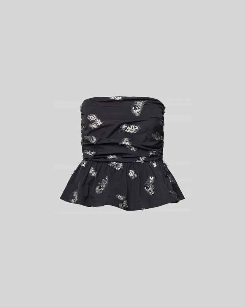 Baum und Pferdgarten Bandeau-Top mit Allover-Muster Black