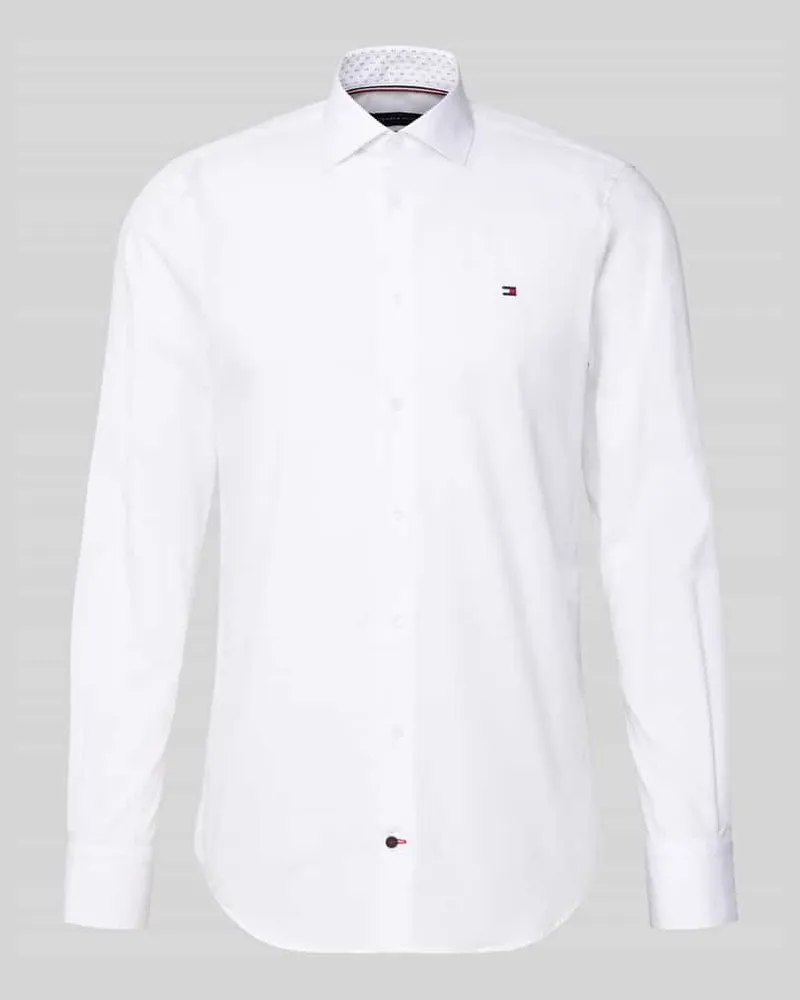 Tommy Hilfiger Slim Fit Businesshemd aus reiner Baumwolle Weiss
