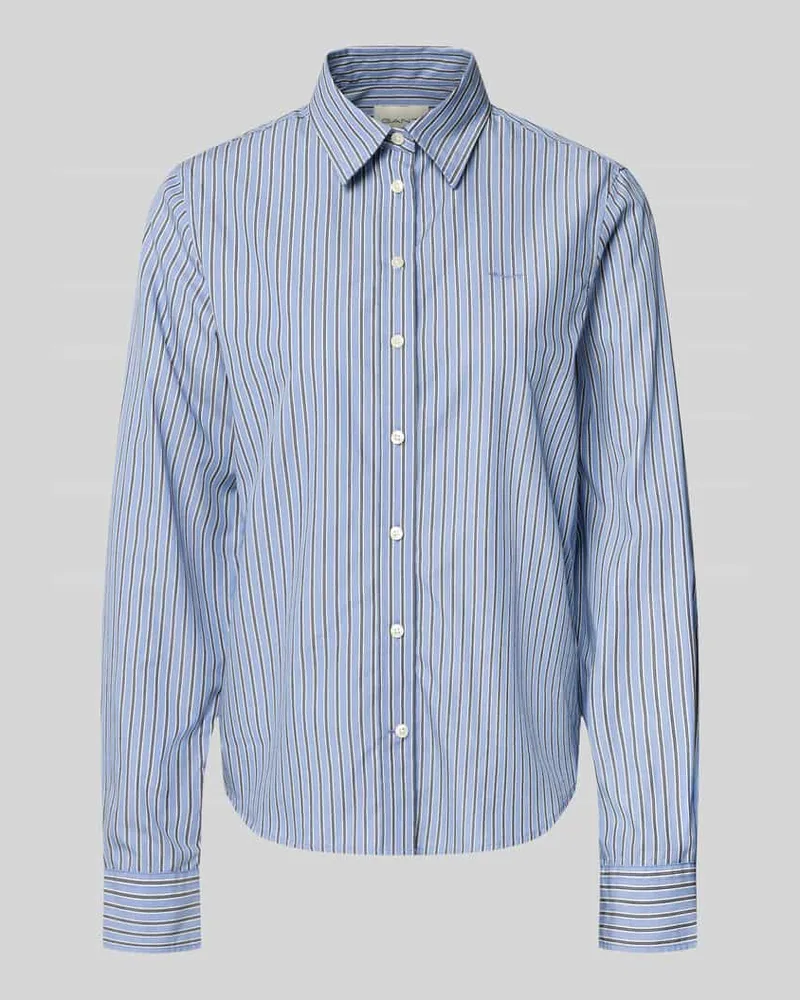 Gant Regular Fit Bluse mit Label-Stitching Hellblau