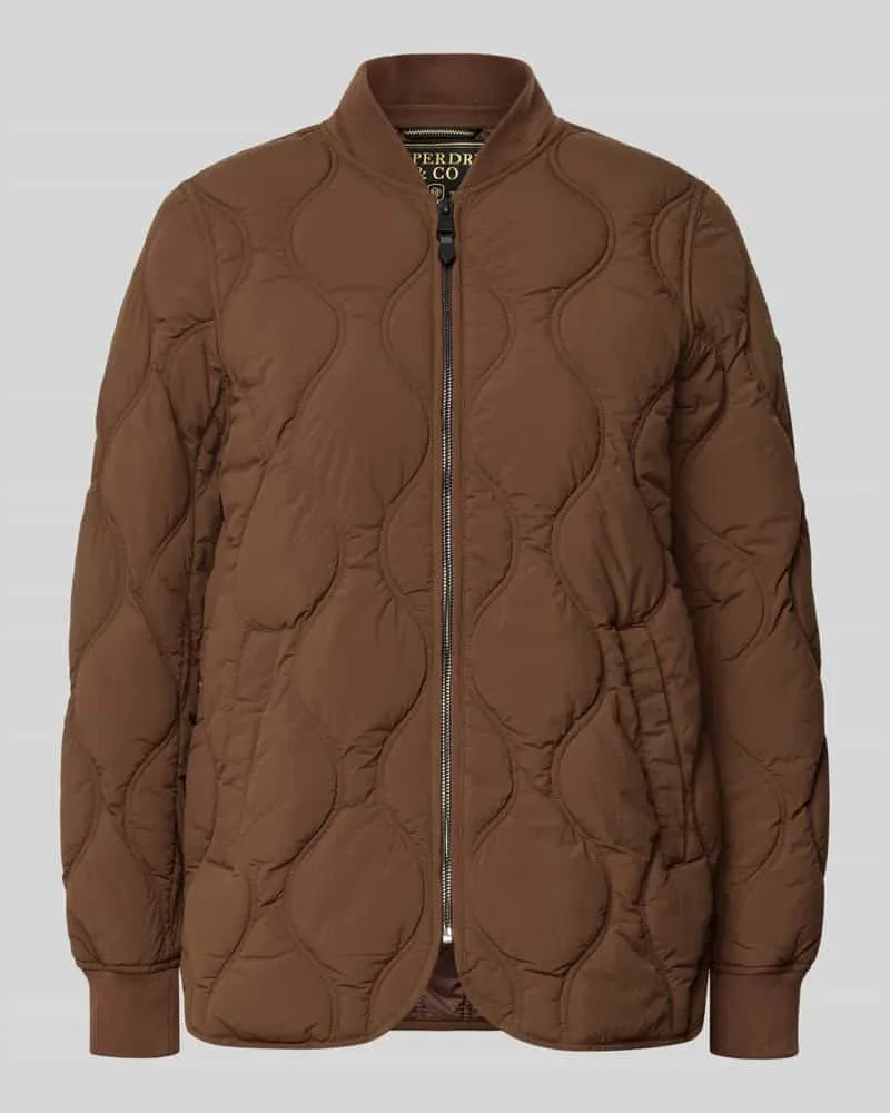 Superdry. Steppjacke mit Stehkragen und Eingrifftaschen Dunkelbraun