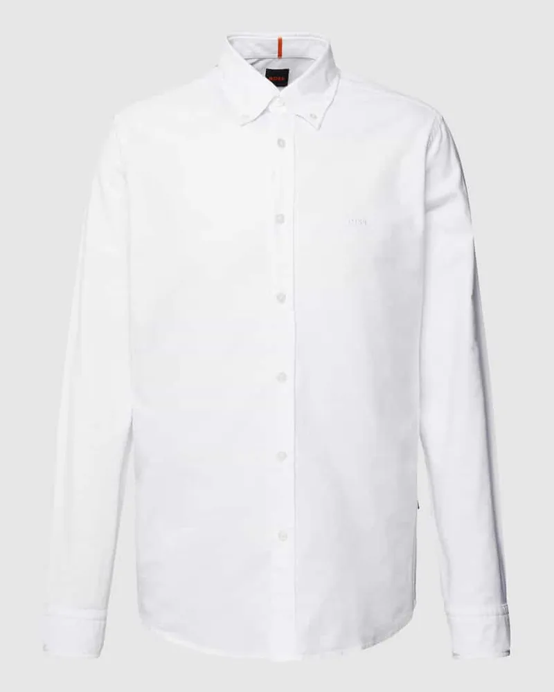 HUGO BOSS Regular Fit Freizeithemd mit Button-Down-Kragen Modell 'Rickert Weiss