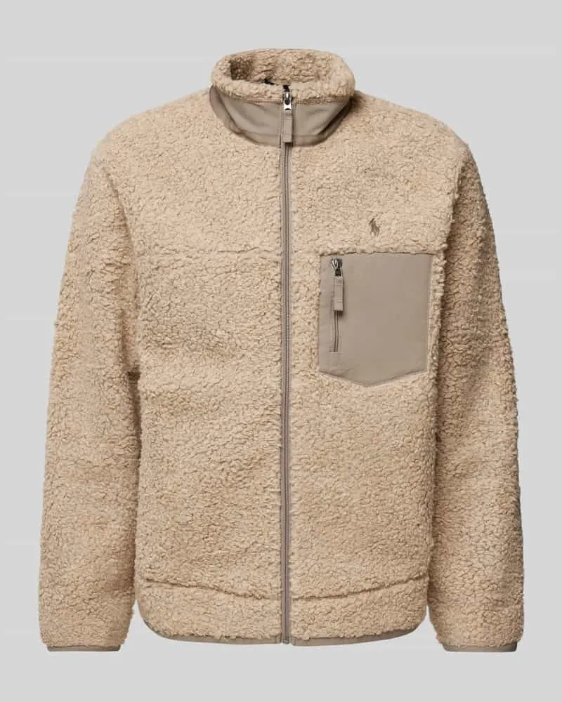 Ralph Lauren Teddyfelljacke mit Brusttasche Camel