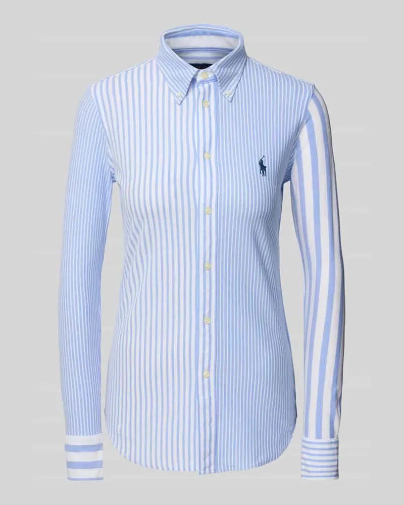 Ralph Lauren Slim Fit Poloshirt mit Button-Down-Kragen Blau