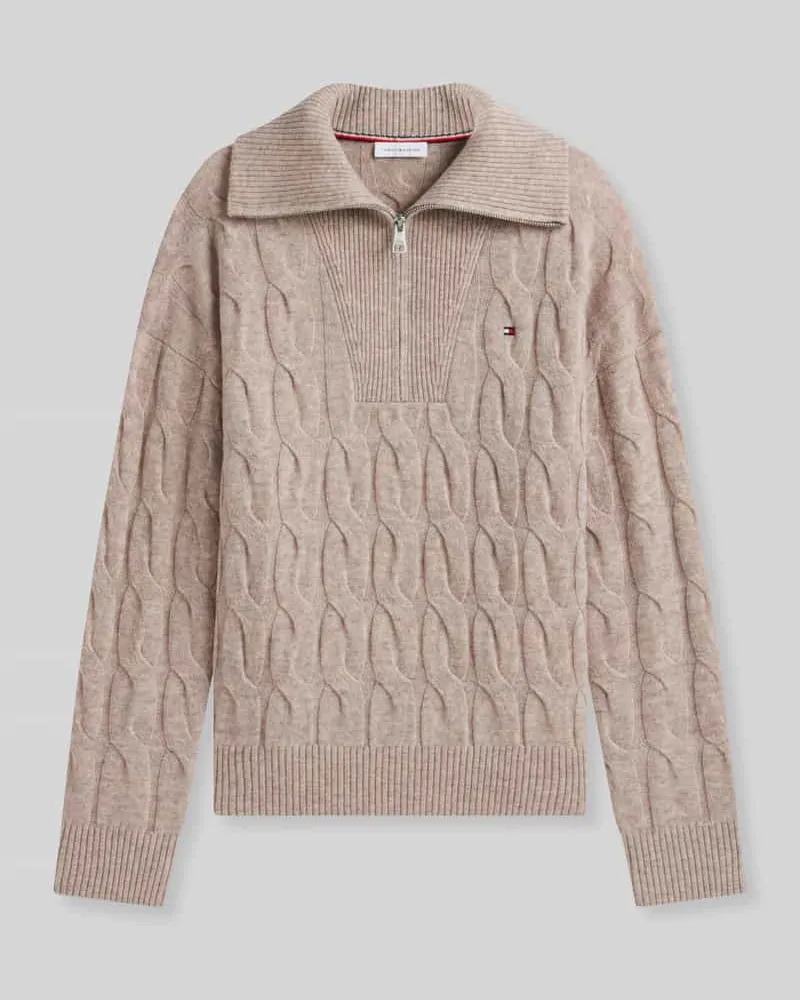 Tommy Hilfiger Relaxed Fit Troyer aus reiner Wolle Sand