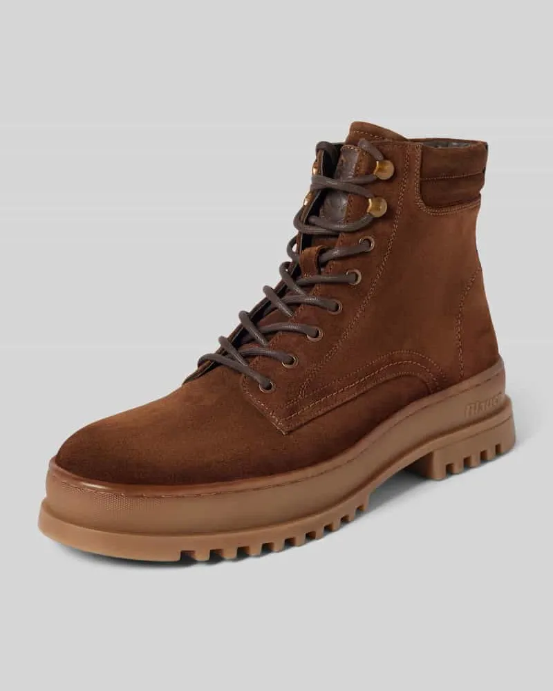 Blauer Schnürstiefel mit Strukturierte Sohle Modell 'IUKA Mittelbraun