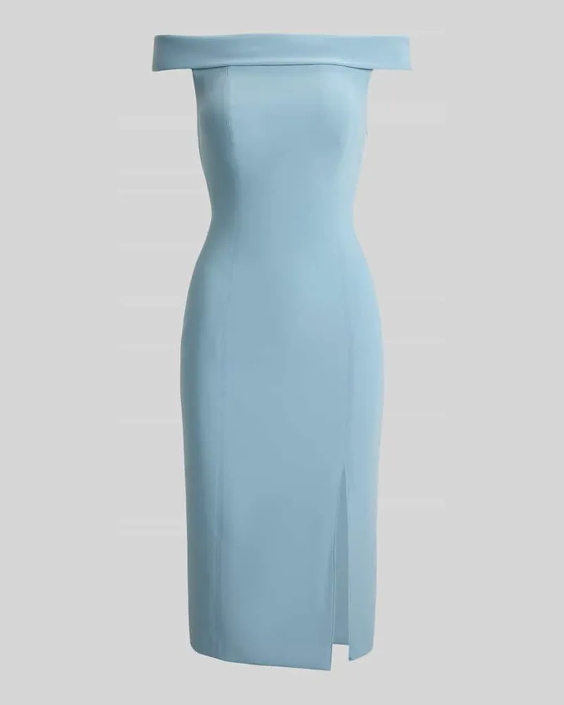 Ralph Lauren Eng anliegendes Cocktailkleid mit Carmen-Ausschnitt Modell 'WOVEN-BODYCON-DRESSES Hellblau