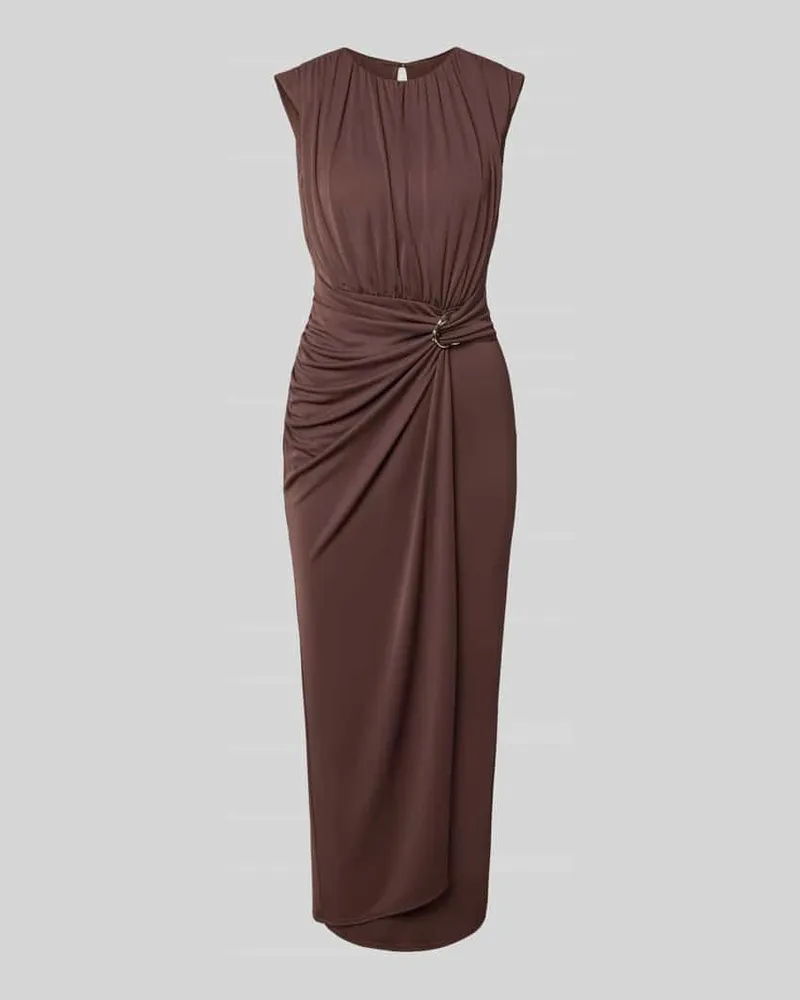Swing Slim Fit Maxikleid mit Raffungen Dunkelbraun