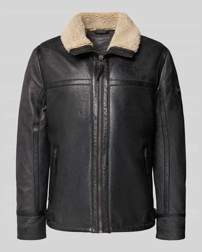 Mauritius Lederjacke aus Schafsnappa mit Reißverschlusstaschen Anthrazit