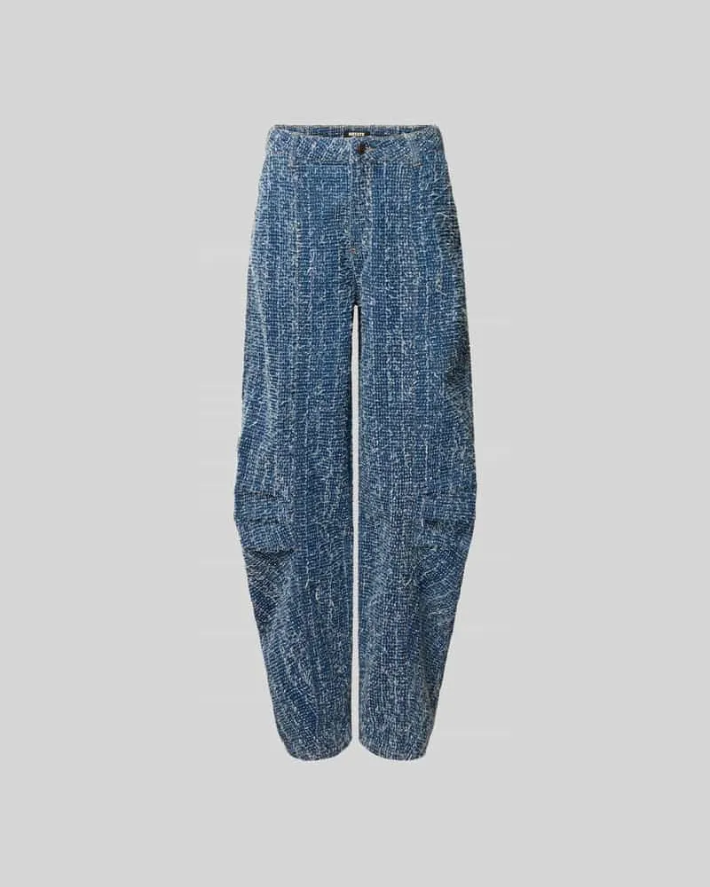 ROTATE Birger Christensen Loose Fit Jeans mit Raffungen Jeansblau