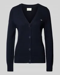 Gant Strickjacke mit Label-Stitching Dunkelblau