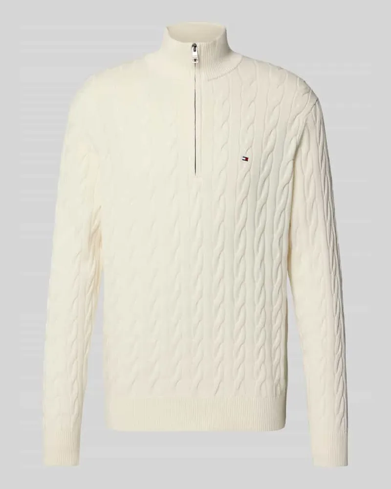 Tommy Hilfiger Regular Fit Troyer aus reiner Baumwolle Ecru