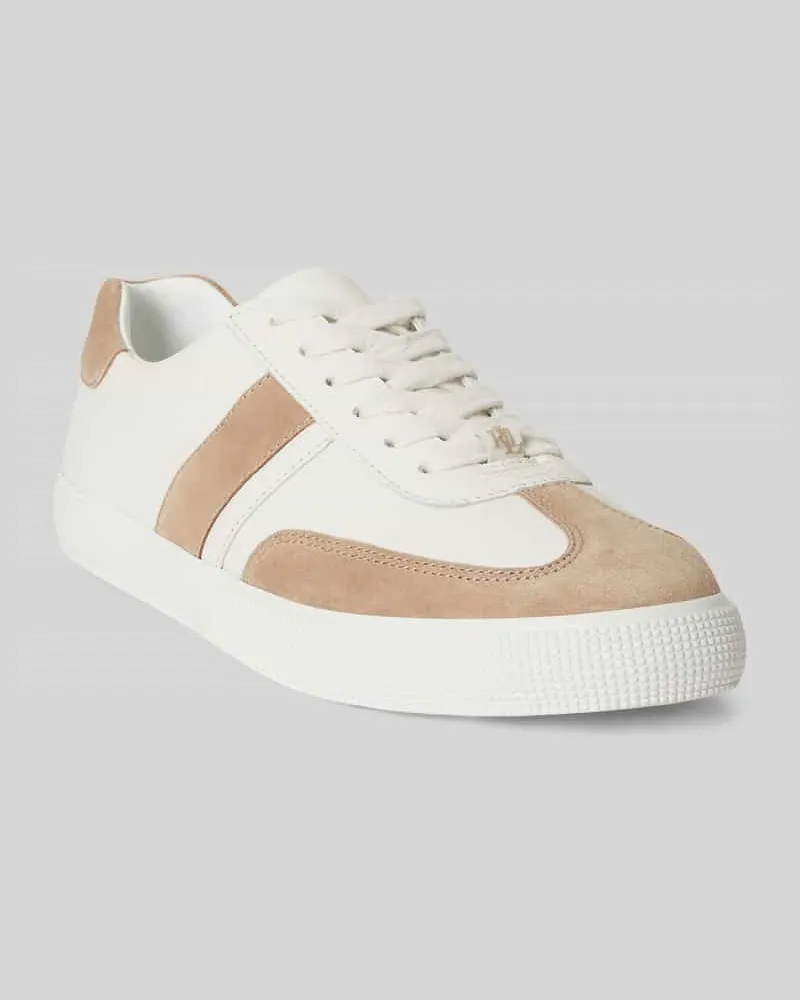 Ralph Lauren Sneaker aus echtem Leder mit Label-Prägung Weiss