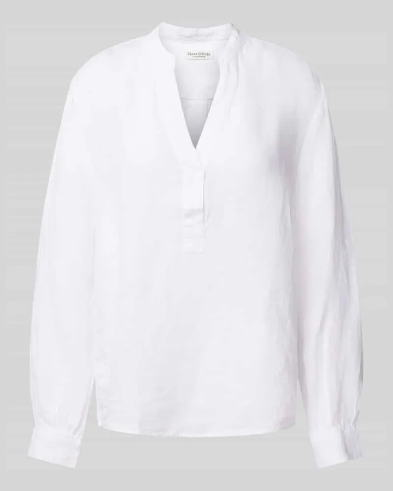 Marc O'Polo Comfort Fit Langarmblusen aus reinem Leinen Weiss
