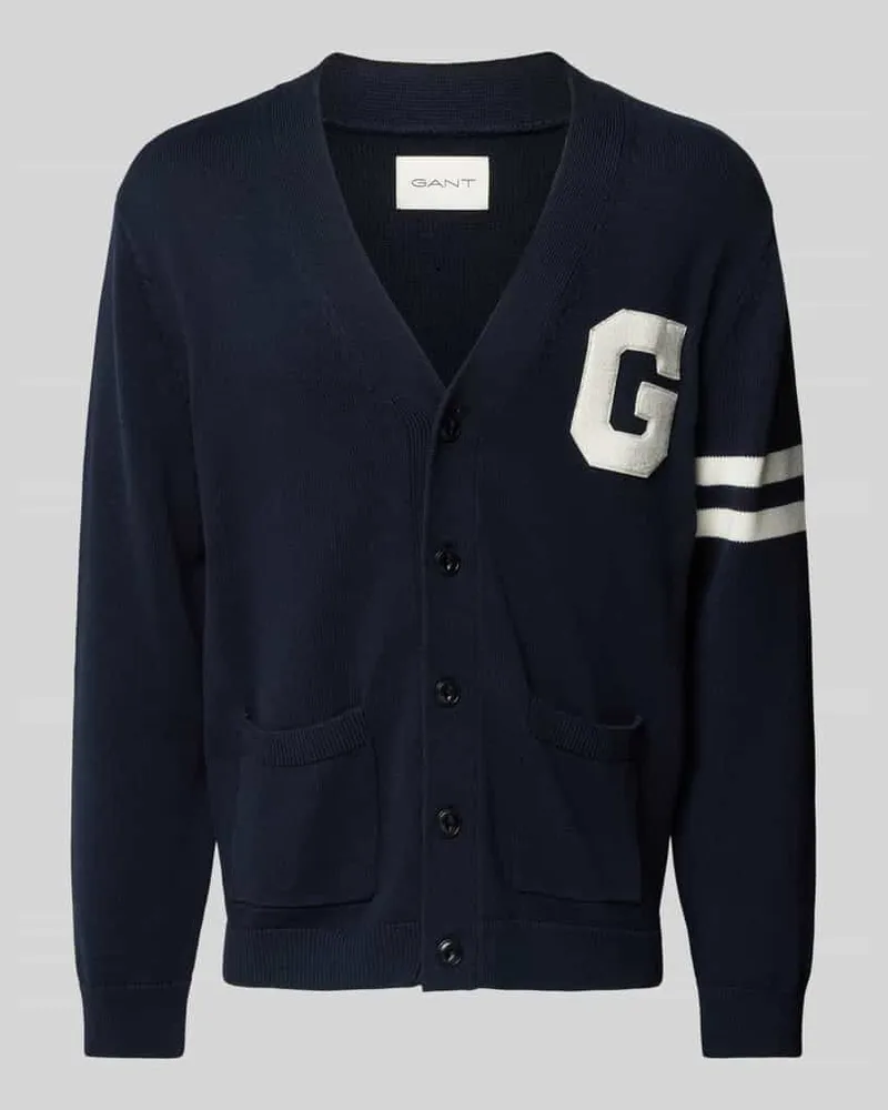 Gant Strickjacke mit Label-Patch Marine