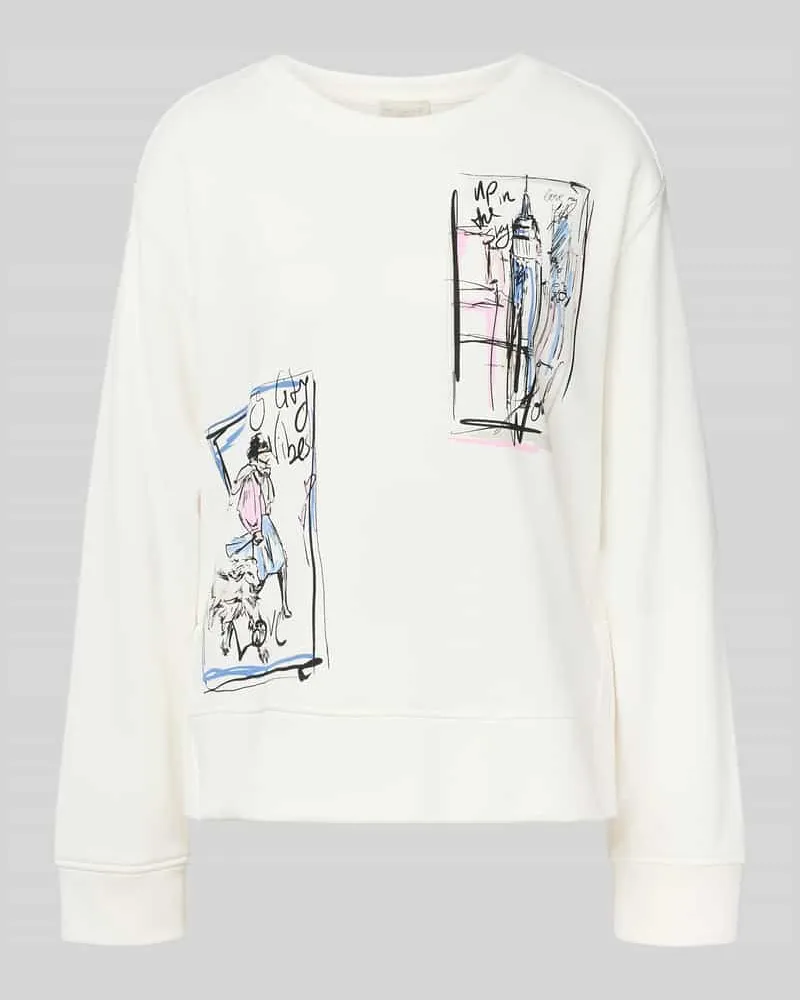 Milano Italy Relaxed Fit Sweatshirt mit Rundhalsausschnitt Offwhite