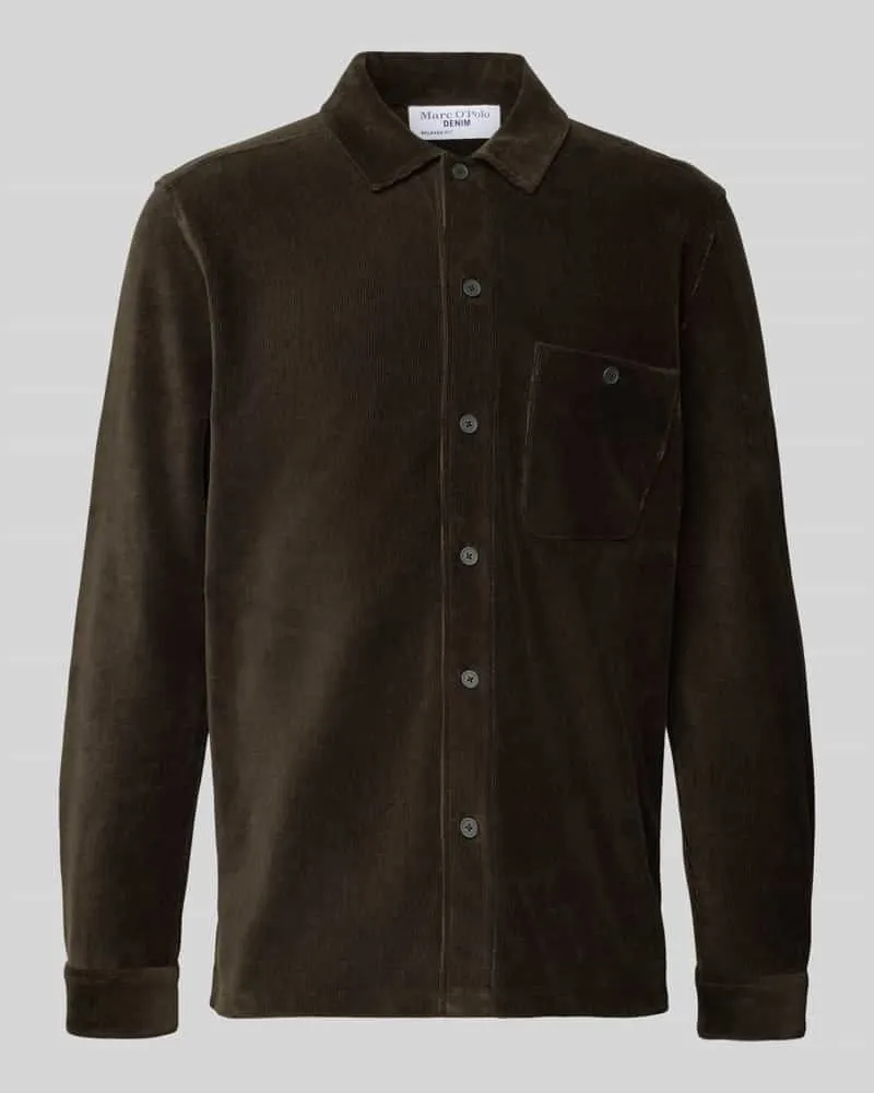 Marc O'Polo Relaxed Fit Freizeithemd aus reiner Baumwolle Dunkelbraun