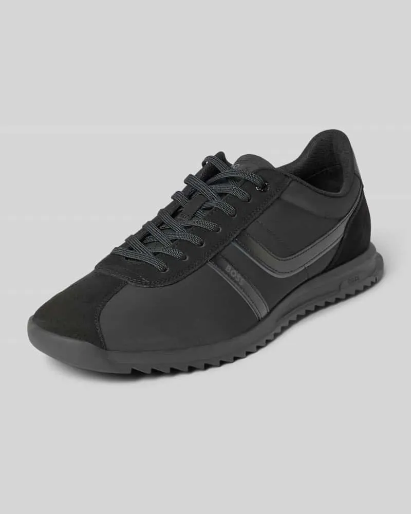 HUGO BOSS Low Top Sneaker mit Velours-Optik-Details Modell 'ZAYN Black