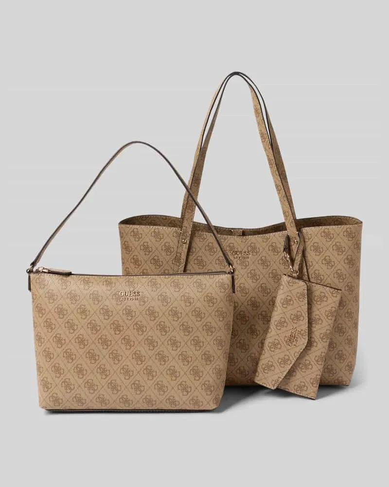 Guess Handtasche mit Label-Applikation Modell 'BRENTON TOTE Hellbraun
