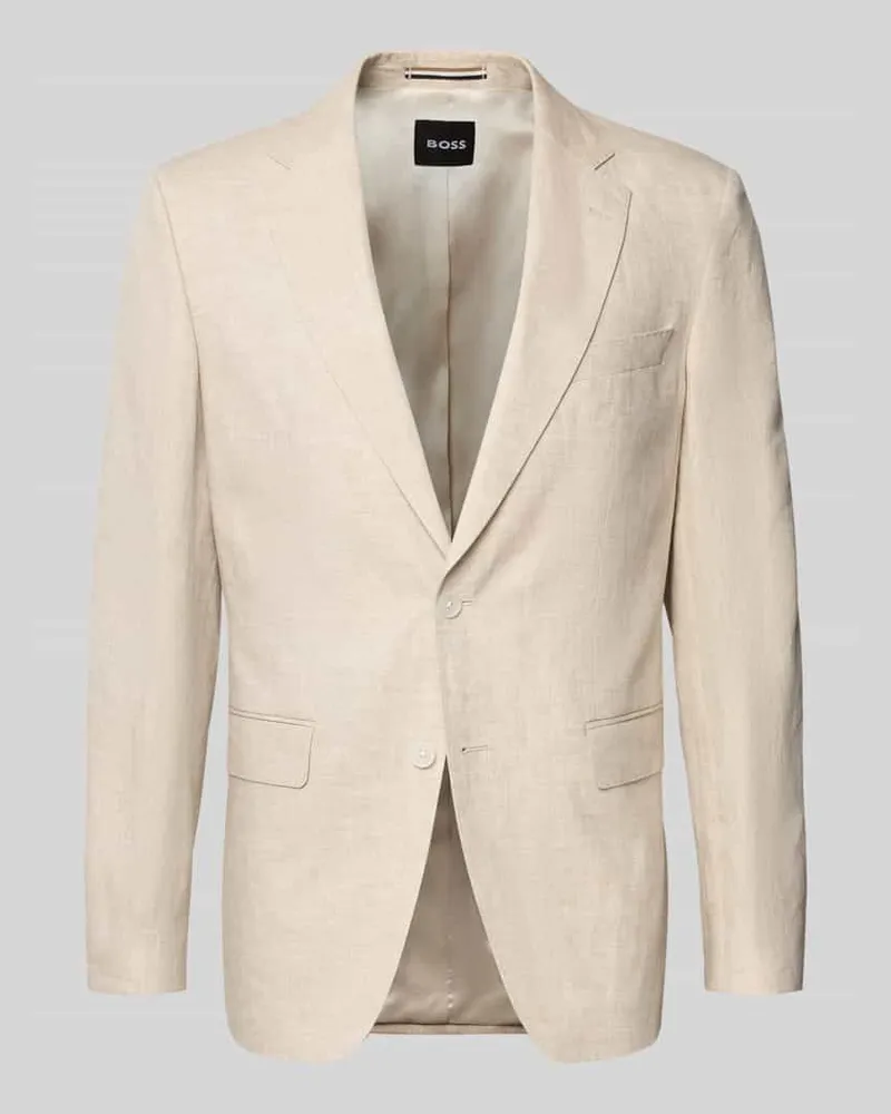 HUGO BOSS Regular Fit Leinensakko mit Reverskragen Modell 'H-HUTSON-262 Beige