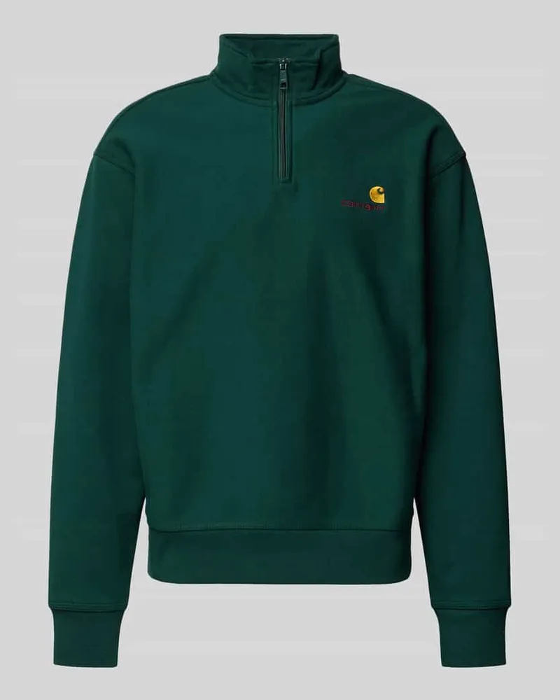 Carhartt WIP Sweatshirt mit Stehkragen und Reißverschluss Dunkelgruen